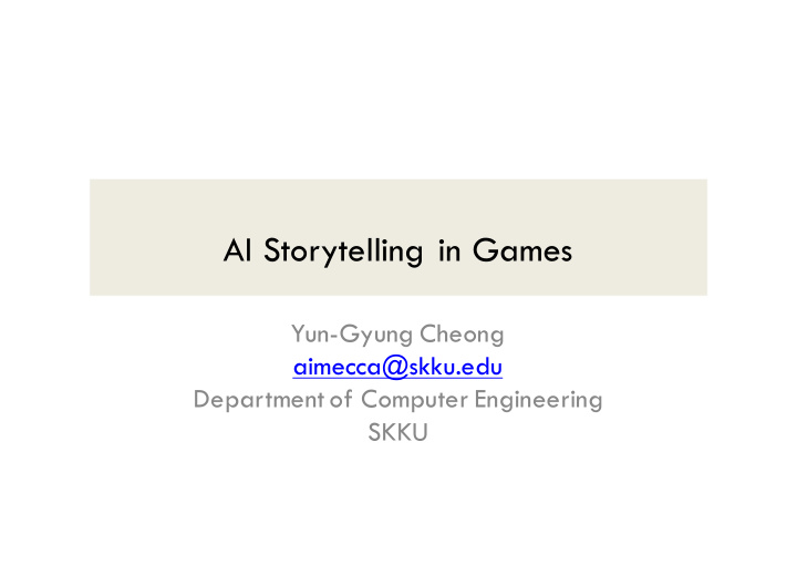ai storytelling in games
