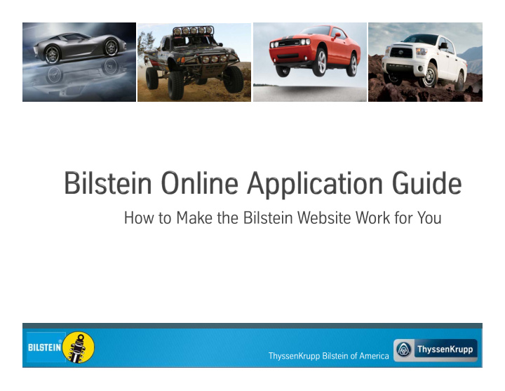 how to make the bilstein website work for you