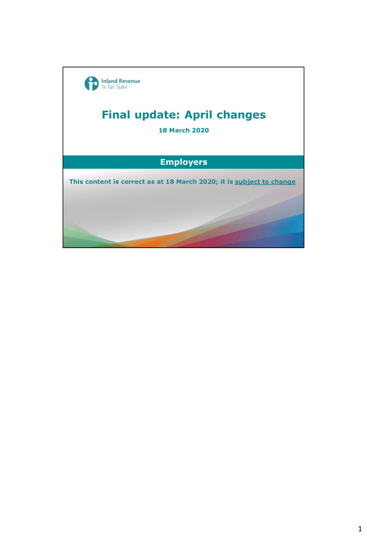 final update april changes