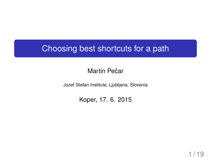 choosing best shortcuts for a path