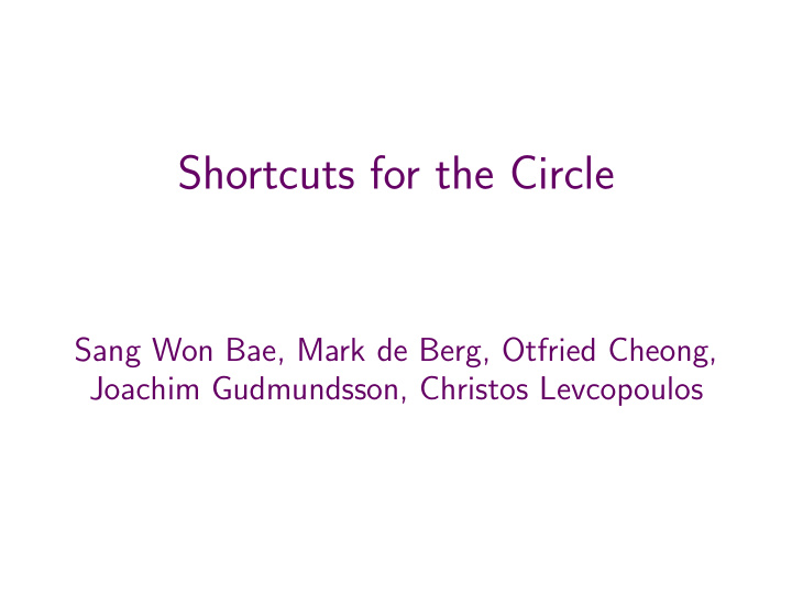 shortcuts for the circle