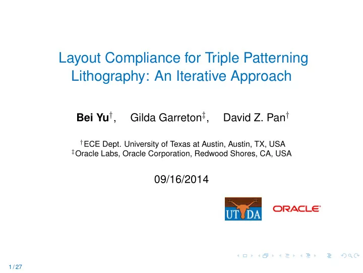 layout compliance for triple patterning lithography an