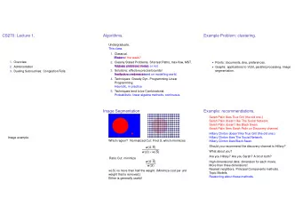 CS270: Lecture 1.  Algorithms.  Example Problem: clustering.  Undergraduate.  This class.  1.