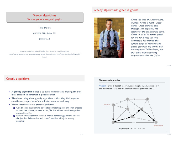 greedy algorithms greed is good greedy algorithms