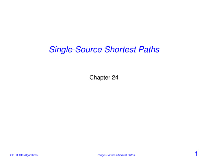 single source shortest paths