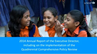 2014 Annual Report of the Executive Director,  including on the implementation of the  Quadrennial