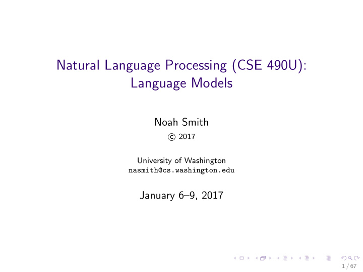 natural language processing cse 490u language models