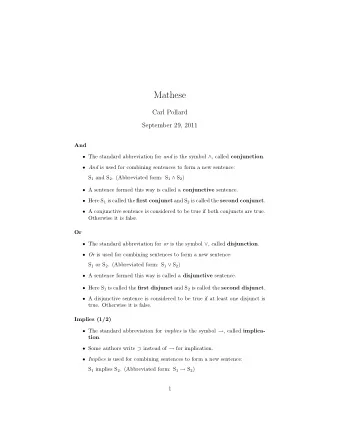 Mathese  Carl Pollard  September 29, 2011  And  The standard abbreviation for and is the symbol