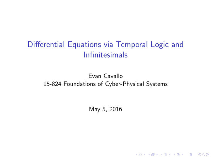 differential equations via temporal logic and