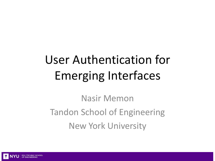 user authentication for