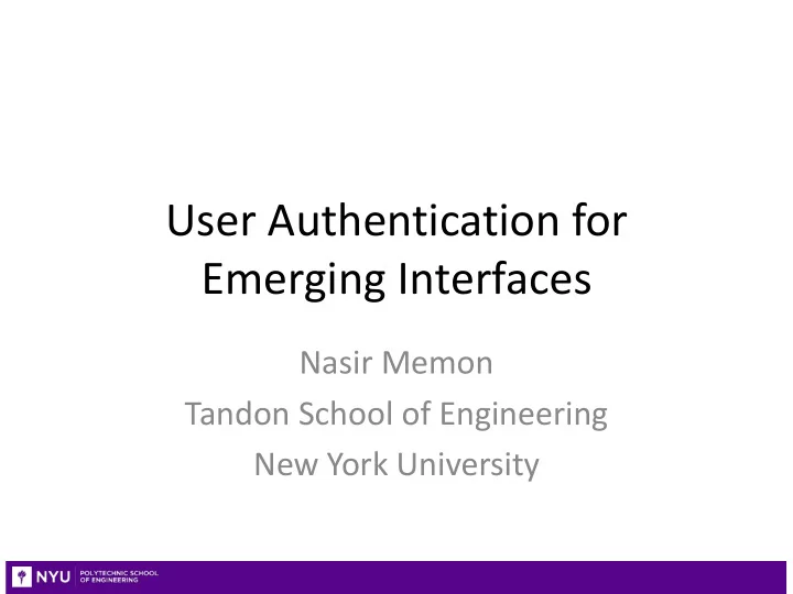 user authentication for