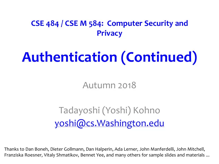 authentication continued