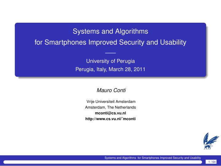systems and algorithms for smartphones improved security