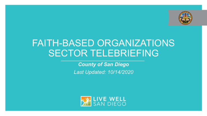 faith based organizations sector telebriefing