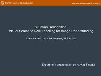 Experiment presentation by Nayan Singhal  Motivation  Human understanding of image  Verbs in