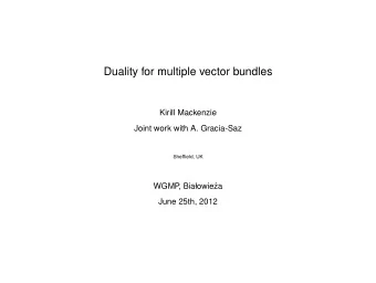 Duality for multiple vector bundles  Kirill Mackenzie  Joint work with A. Gracia-Saz  Sheffield, UK