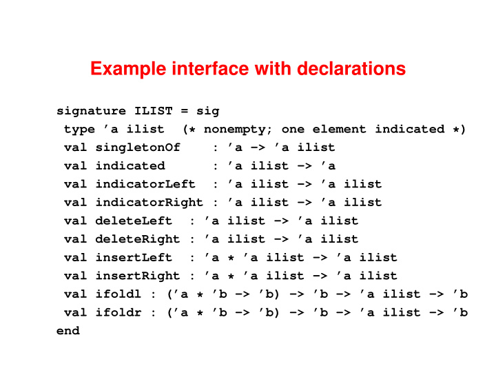 example interface with declarations