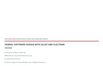 formal software design with alloy and electrum  overview  Universidade do Minho &amp; INESC TEC