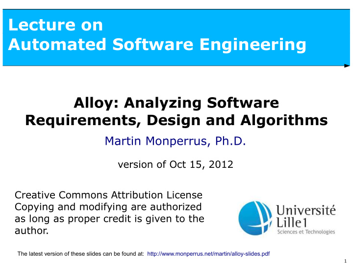 lecture on automated software engineering