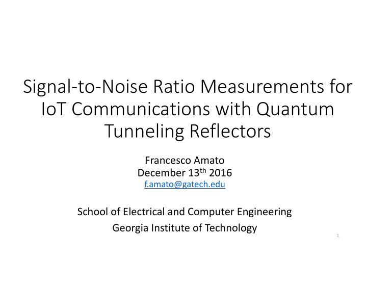 signal to noise ratio measurements for iot communications