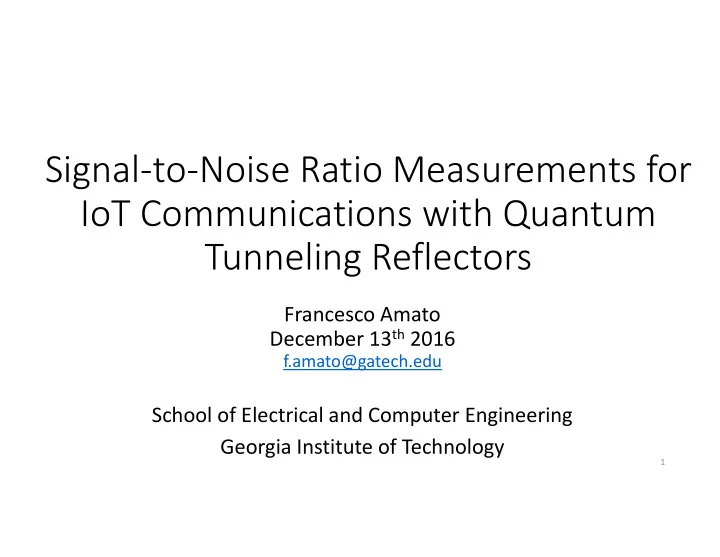 signal to noise ratio measurements for iot communications