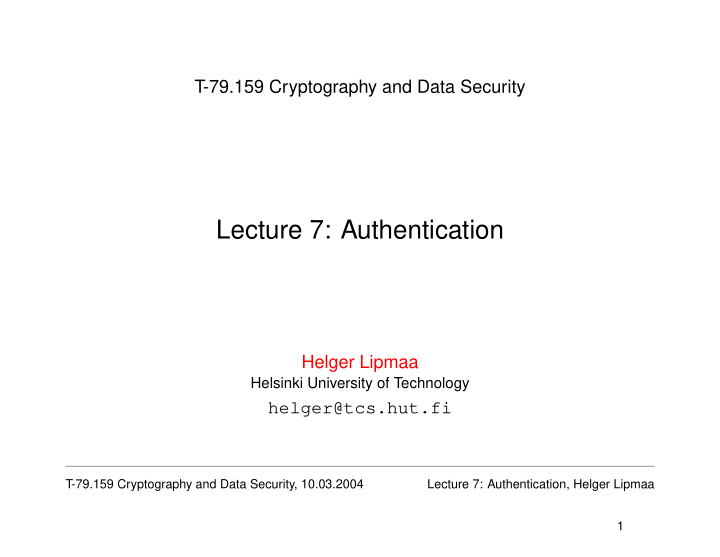lecture 7 authentication