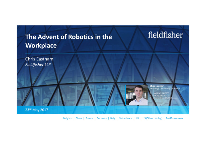 the advent of robotics in the workplace