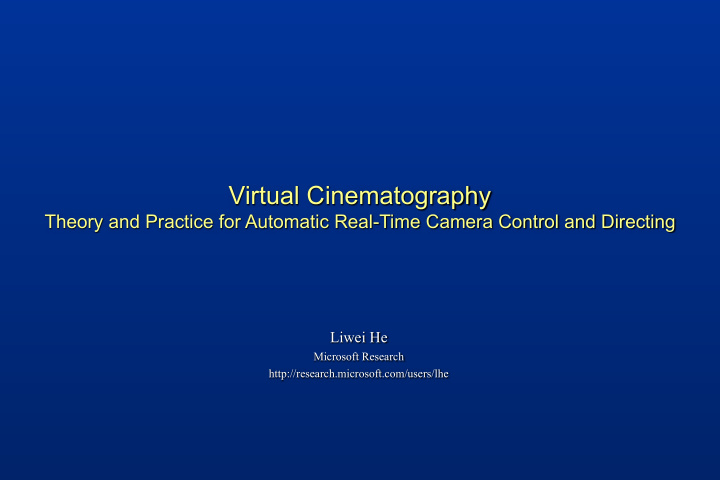 virtual cinematography
