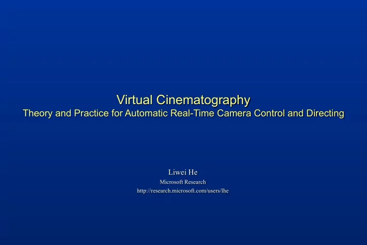 virtual cinematography