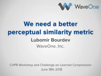 We need a better   perceptual similarity metric  Lubomir Bourdev  WaveOne, Inc.  CVPR Workshop