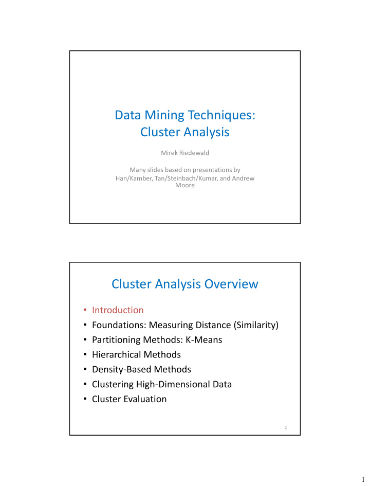 data mining techniques cluster analysis