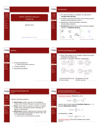 Introduction  CSCE  CSCE  If no label information is available, can still perform  478/878  478/878