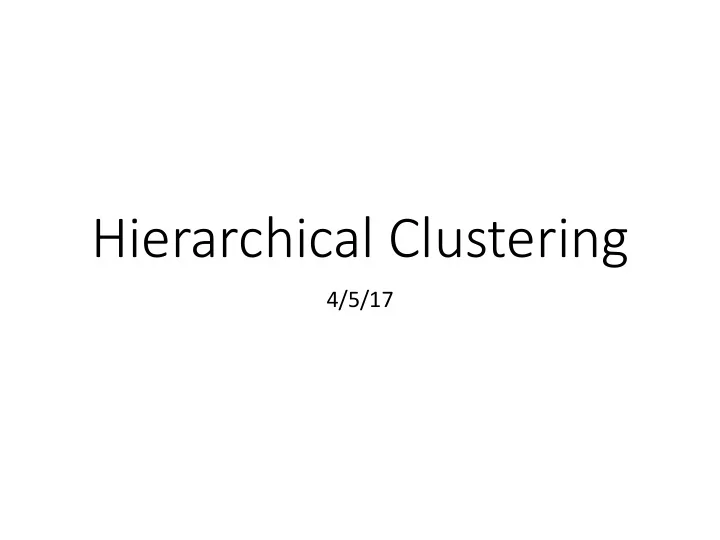 hierarchical clustering