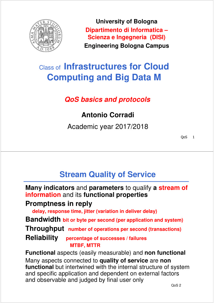 class of infrastructures for cloud computing and big data