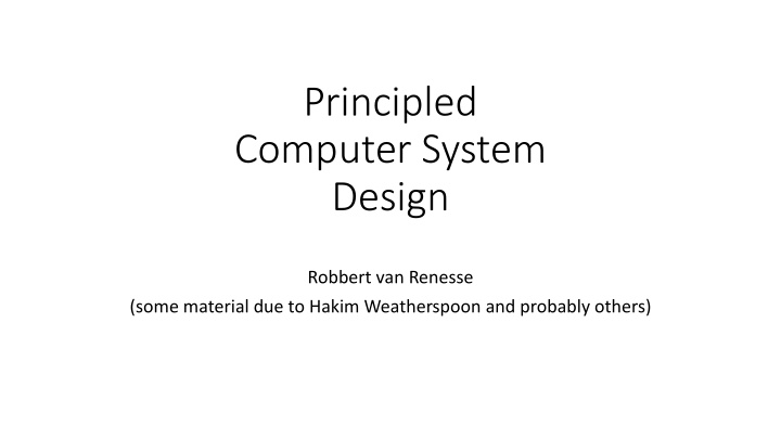 principled computer system design
