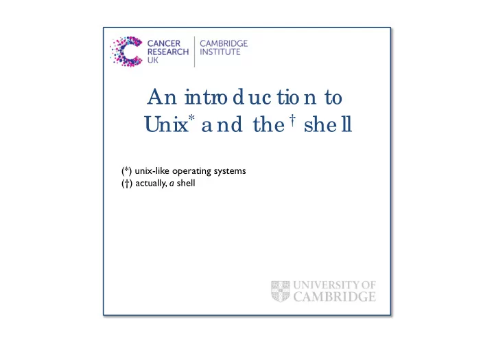 an intro duc tio n to unix a nd the she ll unix like