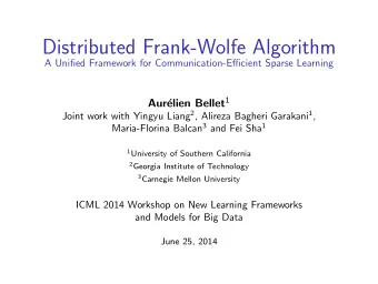 Distributed Frank-Wolfe Algorithm  A Unified Framework for Communication-Efficient Sparse Learning