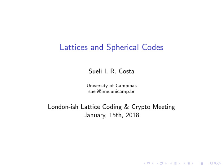lattices and spherical codes