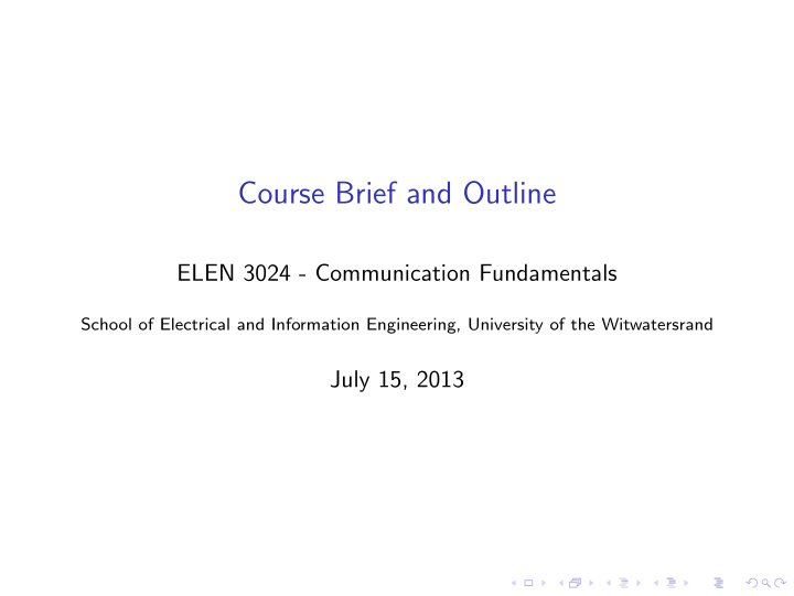 course brief and outline