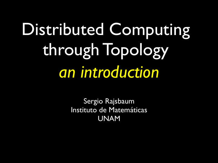 distributed computing through topology an introduction