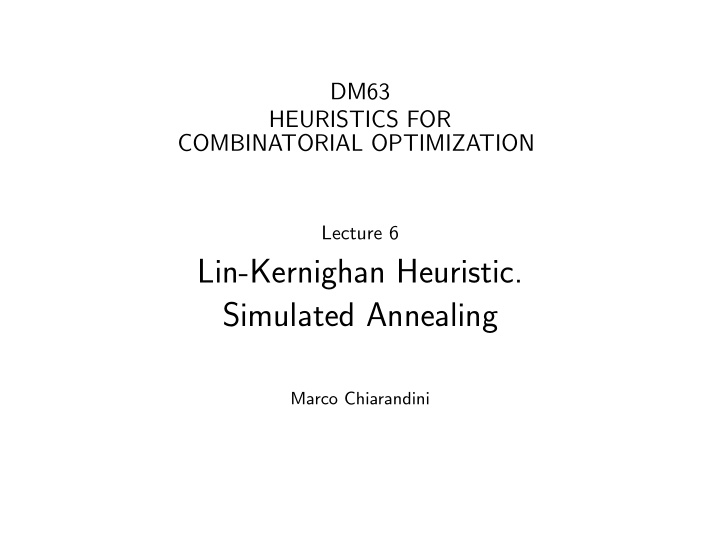 lin kernighan heuristic simulated annealing