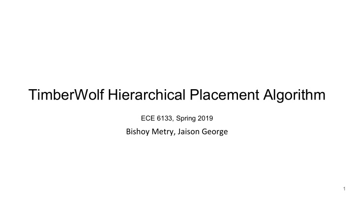 timberwolf hierarchical placement algorithm