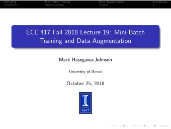 ECE 417 Fall 2018 Lecture 19: Mini-Batch  Training and Data Augmentation  Mark Hasegawa-Johnson