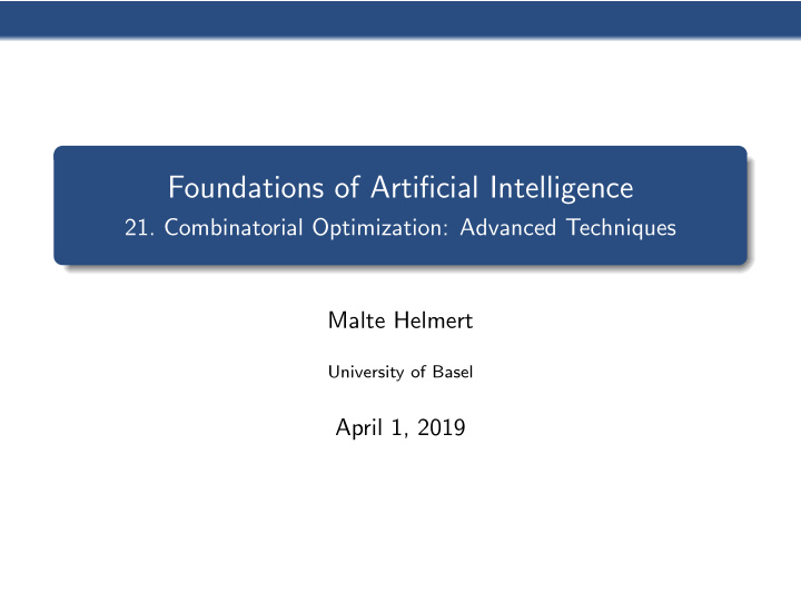 foundations of artificial intelligence