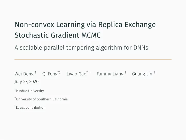 non convex learning via replica exchange stochastic