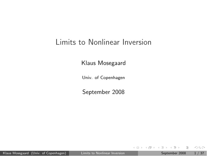limits to nonlinear inversion