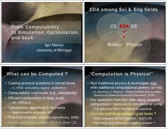 to Simulation  Optimization  to Simulation, Optimization,    and back  Biology  Physics
