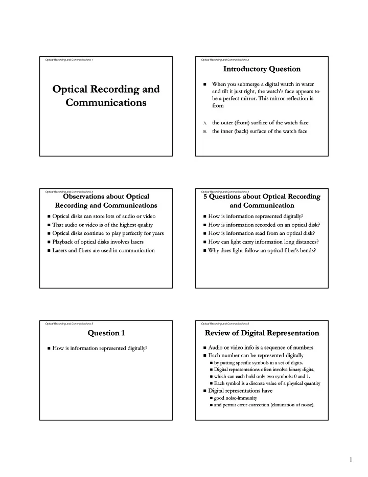 optical recording and optical recording and