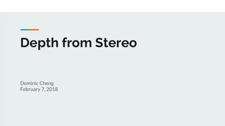 depth from stereo