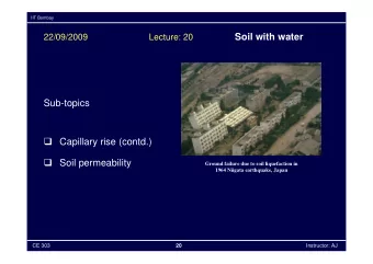 Soil with water  22/09/2009  Lecture: 20  Sub-topics  Capillary rise (contd.)  Soil